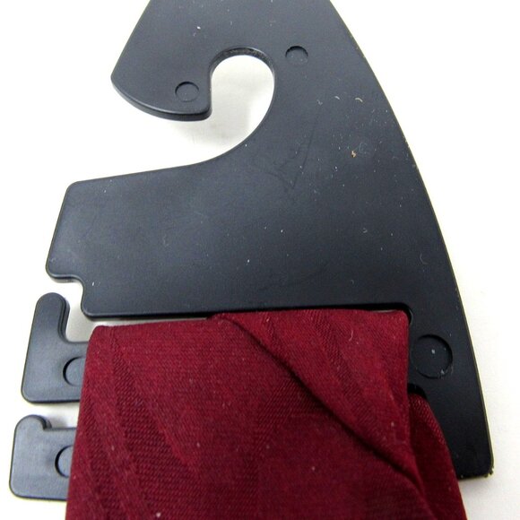 5 Black Neck Tie Hangers Plastic Necktie Hooks Double Slot - Picture 3 of 6